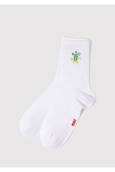 Mavi Avocado Embroidered White Socks. 1913253-620