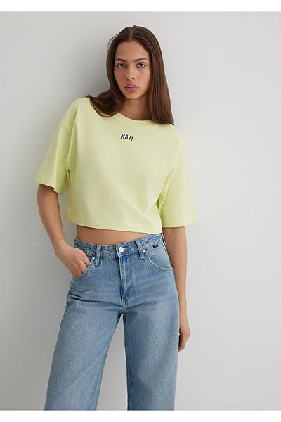 Mavi Tricou Crop Verde Imprimat cu Logo Crop / Croială Scurtă 1611585 -71310