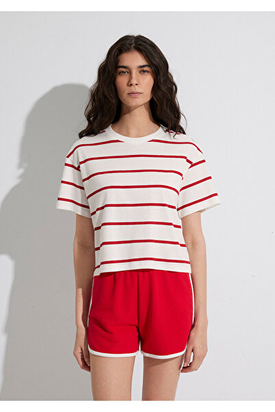 Mavi Red Striped Crop T-Shirt Crop / Short Cut 1612260 -86680