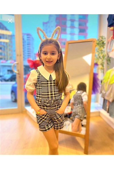 KOKOŞ BEBEK Salopetă în carouri cu cămașă |   7/8 de ani
