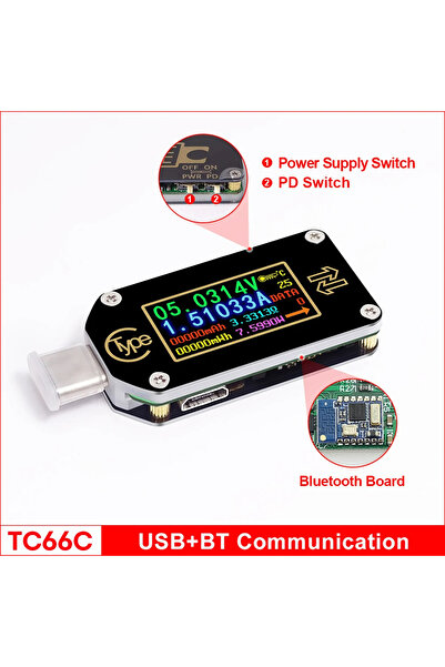 Choice TC66C (بلوتوث) RD TC66/TC66C Type-C PD Trigger Digital Voltage Ammeter...
