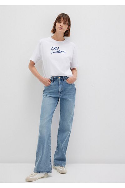 Mavi Besticktes weißes T-Shirt Regular Fit / Regular Cut 1612421 -620