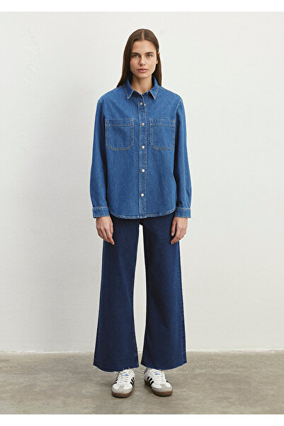 Mavi Alesta Classic Denim Koyu Mavi Vintage Jean Gömlek Boyfriend 1210780-87096