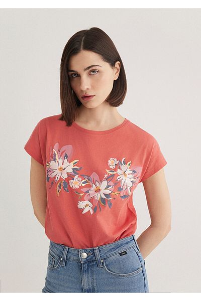 Mavi Tricou roz cu imprimeu floral Regular Fit 1612618 -71102
