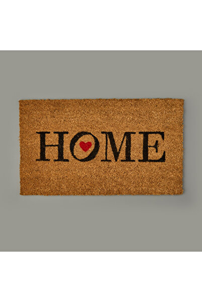 GizHome Giz Home Kırmızı Kalp Kapı Önü Paspası - Bej - 35x60 cm