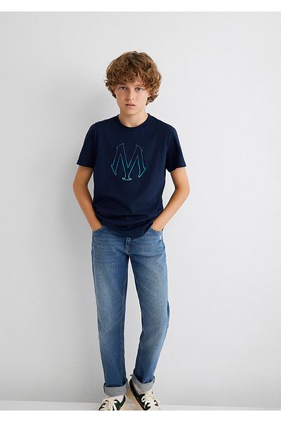 Mavi Μπλουζάκι με τυπωμένο λογότυπο φώκιας Navy Blue Regular Fit / Regular Fit6610044-70490