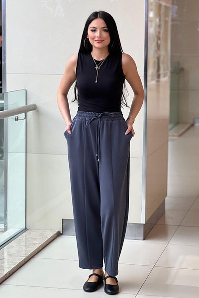 sentez giyim Sentez front parted carrot bamboo pants
