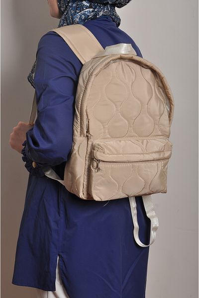 WITH-W Quilted, Pocketed, Patterned Backpack Puffy