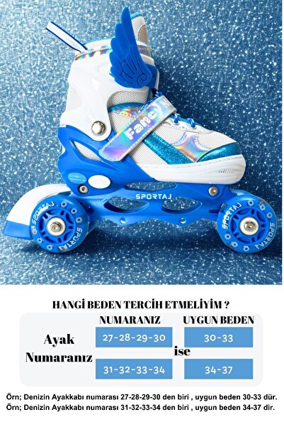 Sportaj Angel Wings Lighted Children's Skating Helmet and Knee Pad Set Silicone Wheel Adjustable Skates with Bag