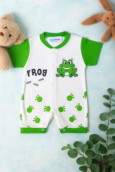 MAİBELLA Frog Patterned Baby Short Jumpsuit