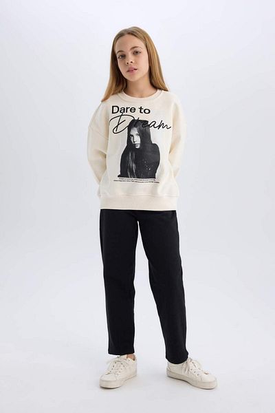 DeFacto Dívčí černé kalhoty Straight Fit rovného střihu s elastickým pasem D5984A824WN
