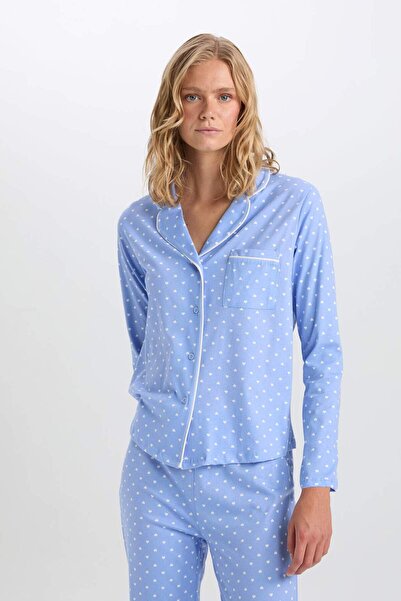 DeFacto Pijama Takımı Puantiyeli Uzun Kollu Üst Beli Lastikli Alt-Fall in Love D6824AX24AU