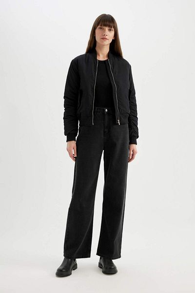 DeFacto Water Repellent College Collar Plain Zipper Pocket Bomber Jacket Coats C1616Ax24Au