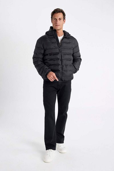 DeFacto Αδιάβροχο πουπουλένιο παλτό Slim Fit Slim Fit με κουκούλα και τσέπη με φερμουάρ 3136579