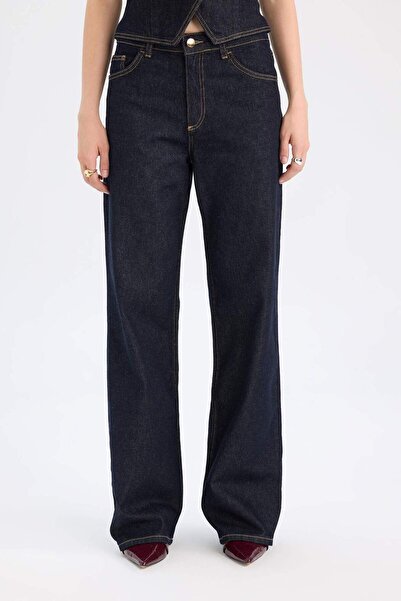 DeFacto Magas derekú, széles lábú, hosszú farmernadrág - egyenes, széles szabású D5123ax24au