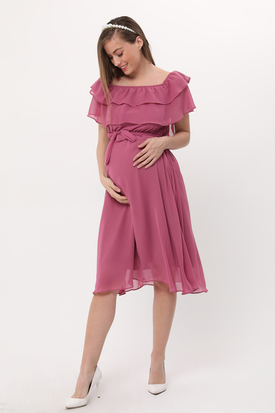 MACFLY Fırfır Yaka Şifon Elbise