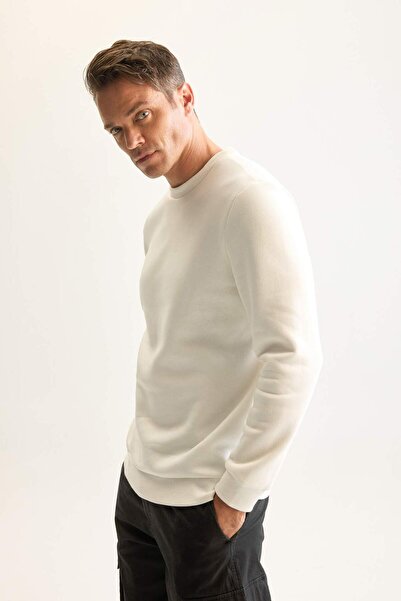 DeFacto 3 İplik Pamuklu Şardonlu İçi Polarlı Regular Fit Bisiklet Yaka Kalın Sweatshirt D7876AXNS