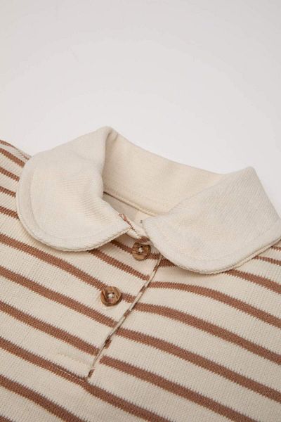 DeFacto Baby-Mädchen-Sweatshirt mit gestreiftem Baby-Kragen und weichen Federn D6195A5NS