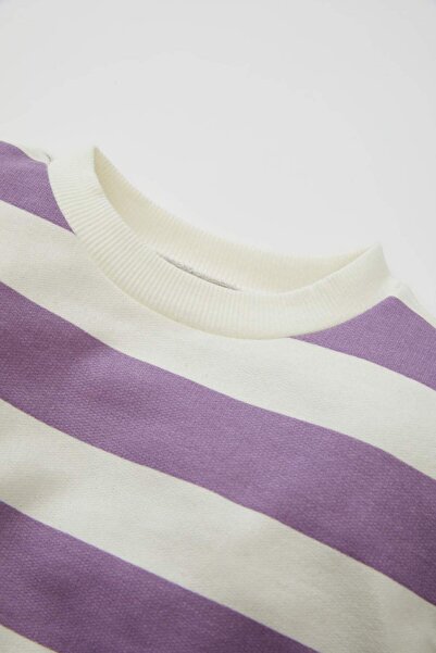 DeFacto Kız Bebek 2'li Takım Çizgili Sweatshirt Beli Lastikli Tayt D1674A524AU