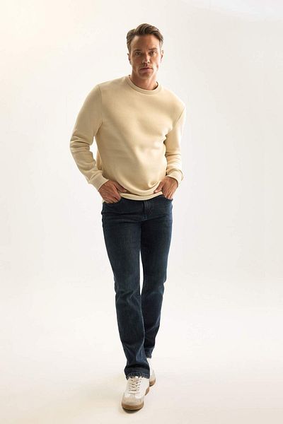 DeFacto 3-fädiges, dickes Sweatshirt aus Baumwolle mit Kapuze und Fleece-Innenseite, reguläre Passform, Rundhalsausschnitt, D7876AXNS