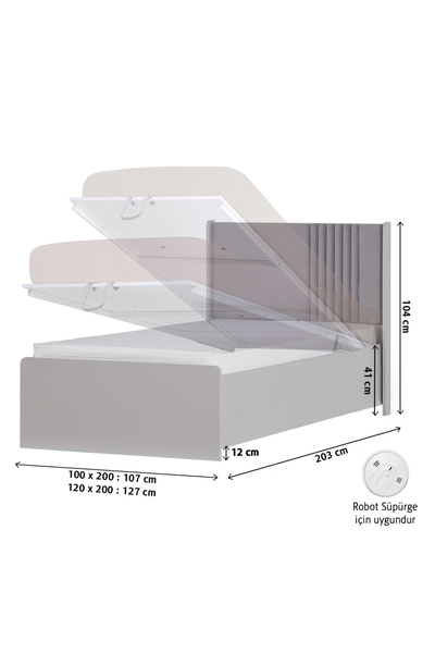 benim odam Elegant Genç Odası Bazalı Karyola 100 X 200 Ve 120 X 200