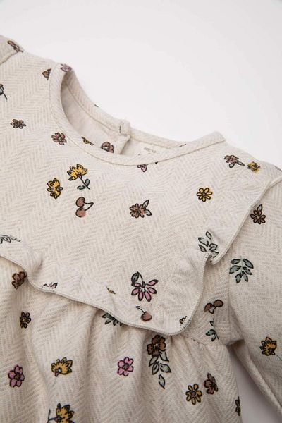DeFacto Baby Girl Floral Print Ruffle Long Sleeve Twill Dress D3072A524Au