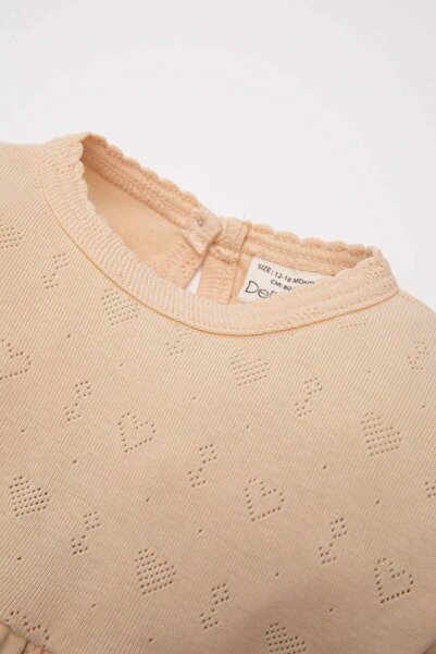 DeFacto Baby Girl Pajama Set Ribbed Heart Printed Long Sleeve Top Long Bottom 3150680