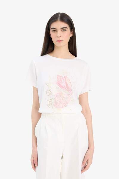 DeFacto Bedrucktes Kurzarm-T-Shirt mit normaler Passform und Rundhalsausschnitt F5103AX25SM