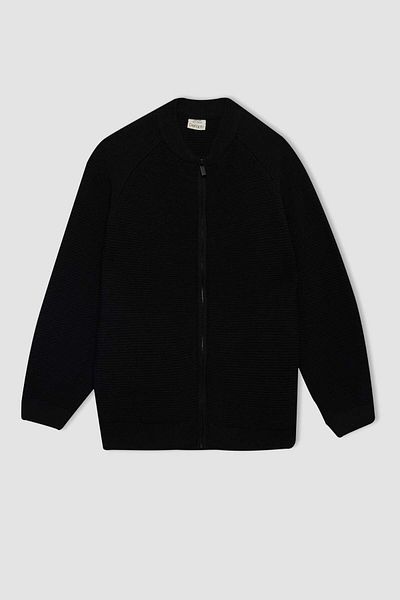 DeFacto Basic-Strickjacke für Jungen mit halbem Rollkragen und Reißverschluss C2228a824au