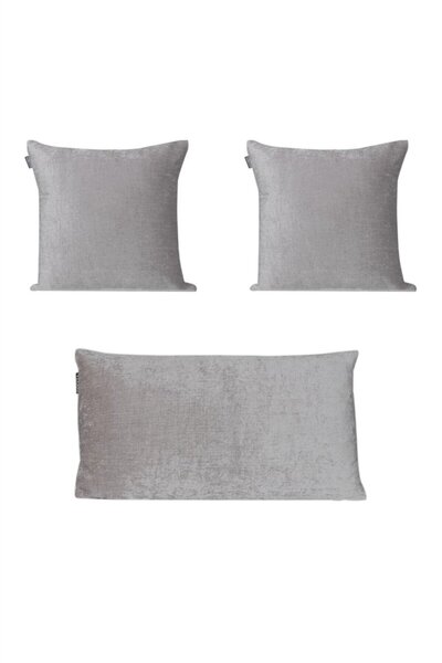 GOCCIA HOME 3-Piece Velvet Chenille Throw Pillow Cover Gray