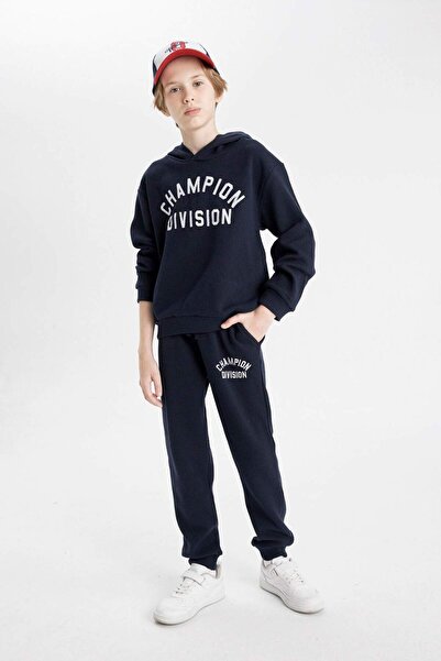 DeFacto Hooded Printed Sweatshirt and Jogger Tracksuit Set for Boys - C8317A824Au