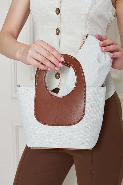 MODA Almaria Taba Canvas Puppy Women's Hand, Arm and Shoulder Bag