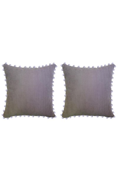 GOCCIA HOME Set de perne cu pompon texturat din catifea din 2 piese gri închis