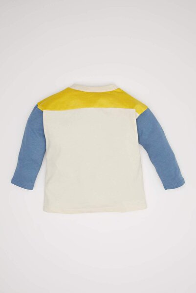 DeFacto Baby Boy Crew Neck Printed Color Block Long Sleeve T-Shirt D3924A524Wn