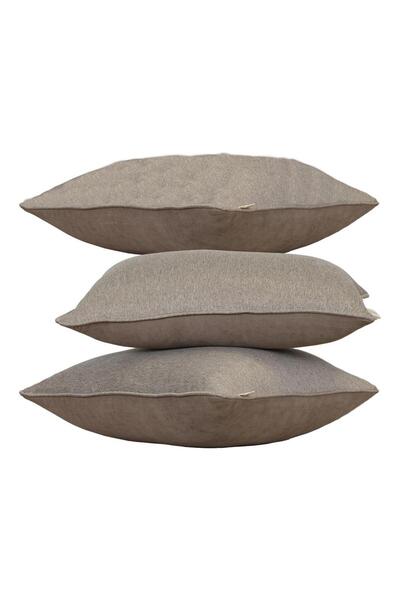 GOCCIA HOME 3'lü Çift Taraflı Keten ve Kadife Görünümlü Kırlent Kılıfı Fitill...