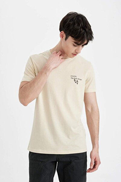 DeFacto Slim Fit Bisiklet Yaka Baskılı Kısa Kollu Tişört C3949AX24SM