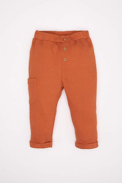 DeFacto Baby Boy 2Pc Set - Crew Neck Pocket Sweatshirt Top - Elastic Waist Folded Leg Trousers Bottom D