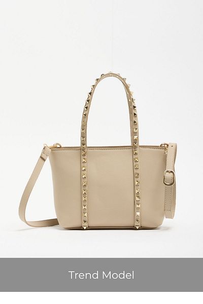 Madamra Mink Women's Staple Detailed Pu Leather Buckle Hand and Shoulder Bag