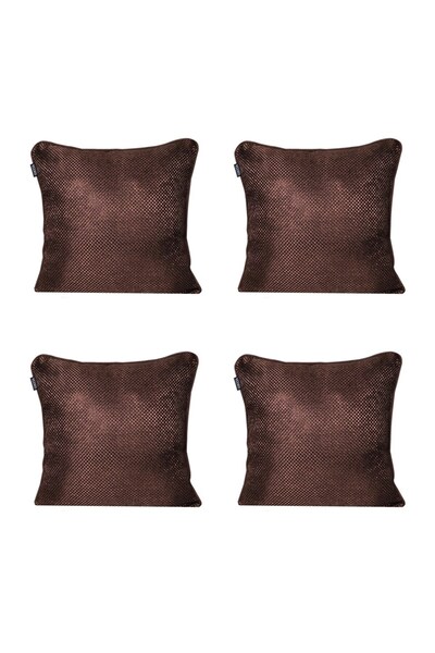 GOCCIA HOME 4'lü Hasır Dokulu Fitilli Çift Taraflı Kırlent Kılıfı Kahverengi