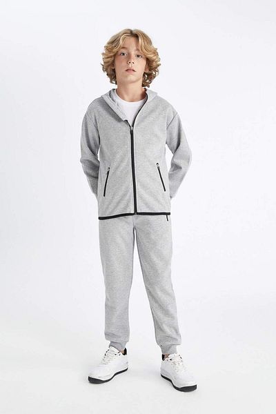 DeFacto Graue Schul-Jogginghose für Jungen mit elastischem Bund und Taschen C8186a824au
