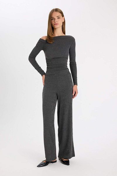 DeFacto Slim Fit Tight Fit One Shoulder Wrap Long Sleeve T-Shirt D4982Ax24Au