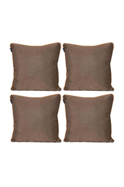 GOCCIA HOME 4'lü İsle Keten Görünümlü Fitilli Kırlent Kılıfı Kahverengi