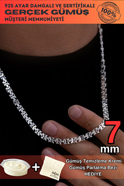 OSMANLI GÜMÜŞ Erkek Gümüş Kolye - 7mm Parlak Euro Kral Model 925 Ayar Erkek G...