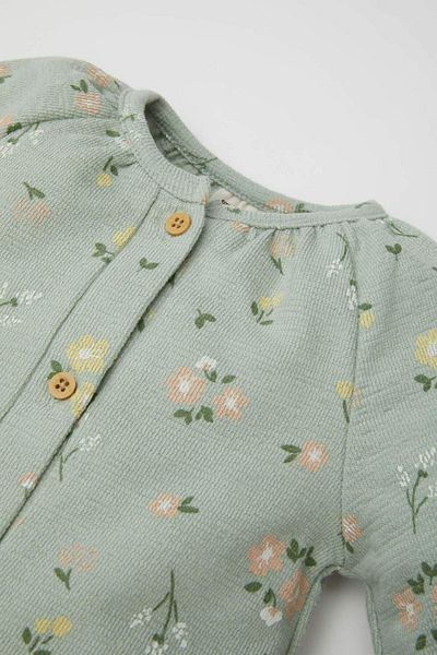 DeFacto Baby-Overall für Neugeborene, grün, geknöpft, mit Blumenmuster, langärmlig, D4110a524wn
