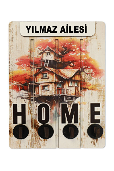 kutuTR Home Yazılı Kişiselleştirilebilir Ev için Anahtarlık Uv Baskı (Aile İs...