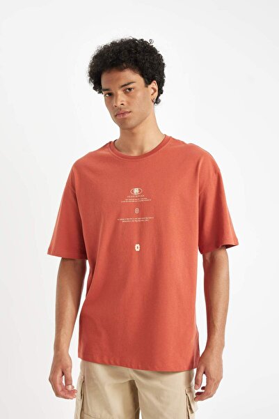 DeFacto 100% βαμβακερό μπλουζάκι με κοντό μανίκι με κανονική εφαρμογή με κανονική εφαρμογή C6144AX24AU