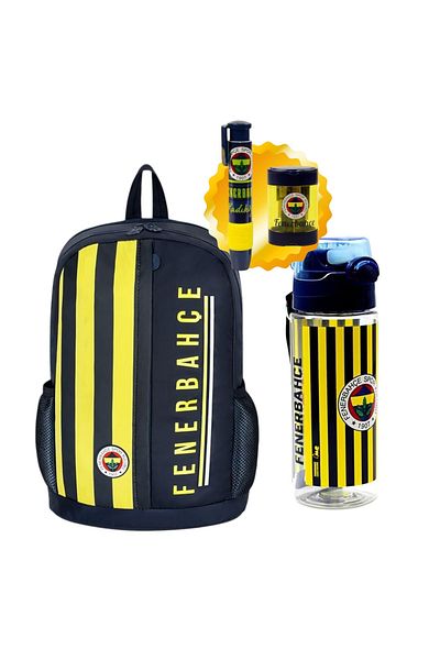 Fenerbahçe Backpack, Double Eyed Pencil Bag - Pencil Sharpener, Eraser and Water Bottle Gift