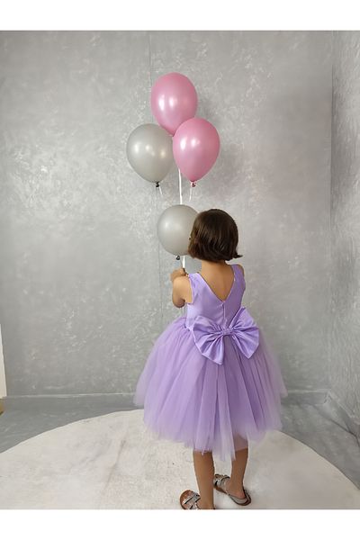 MadyaButik Girl's Island Model Evening Dress Lilac Dress
