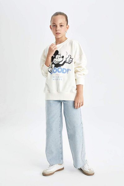 DeFacto Girls Disney Mickey & Minnie Oversize Wide Fit Crew Neck Sweatshirt C7353A824Au