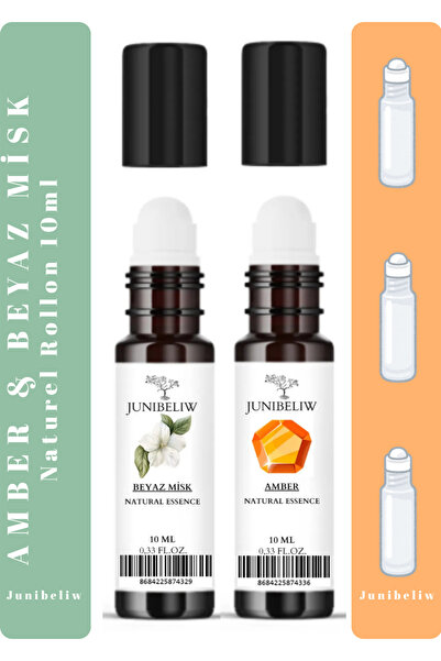 JUIWI 2li Naturel Esans Bitkisel Esansiyel Yağ Roll On Başlıklı Esans Beyaz M...